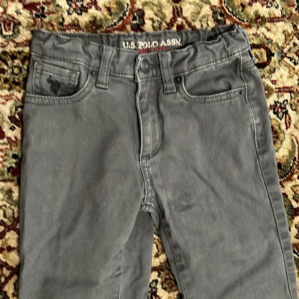 U.S. Polo Association Kids Gray Denim Jeans Size 6 Adjustable Waistband - Picture 2 of 5